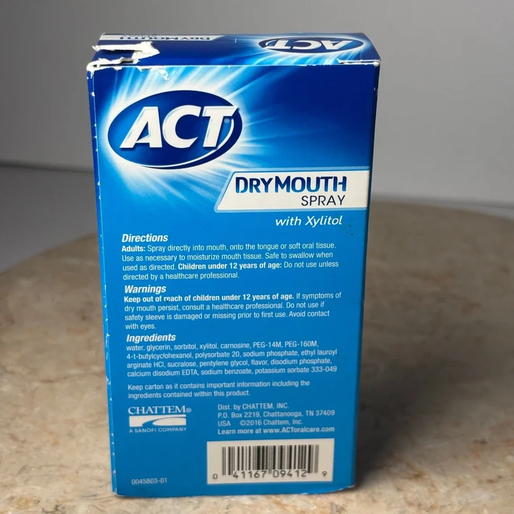 ACT Dry Mouth Spray 1oz Soothing Mint with Xylitol Sugar Free Alcohol Free